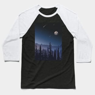 Forest Midnight D20 Dice Full Moon TTRPG Landscape Baseball T-Shirt